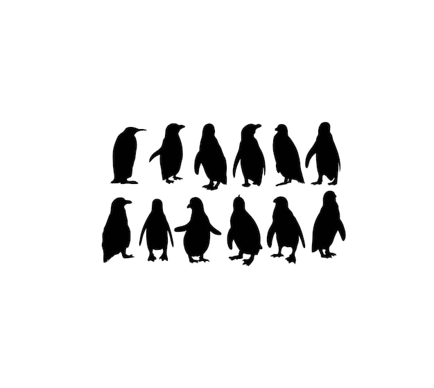 Penguin silhouettes disegno vettoriale artistico