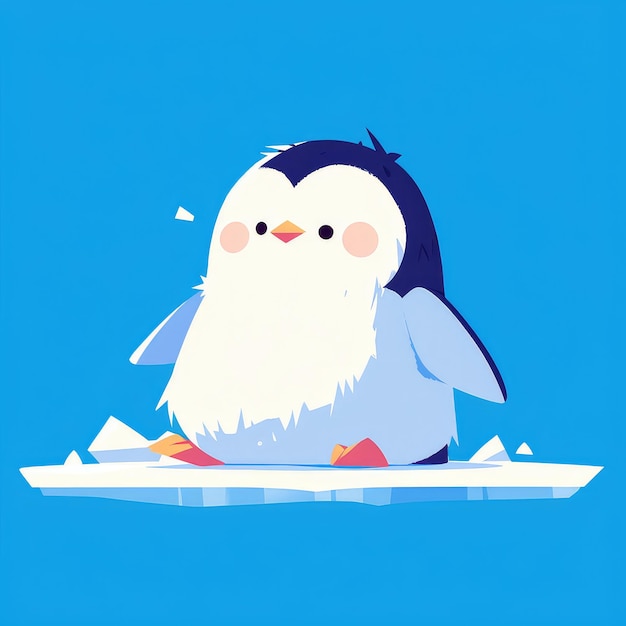 A penguin sliding on ice cartoon style