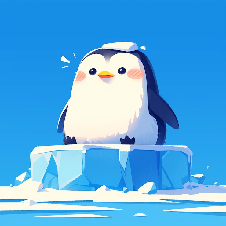Vector penguin sliding on ice