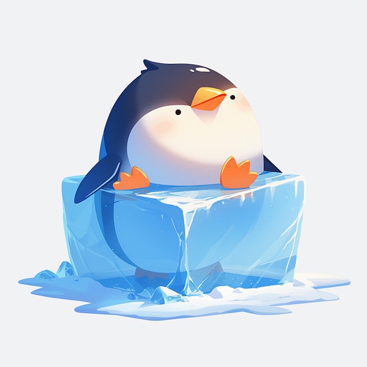 Vector penguin sliding on ice
