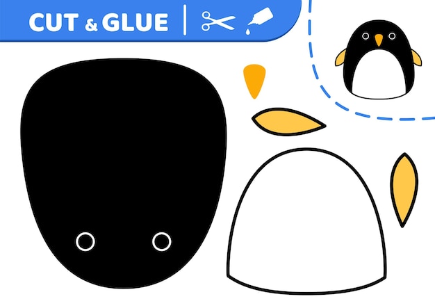 Penguin Squishmallow Cut and glue Applique Paper game Kawaii vector