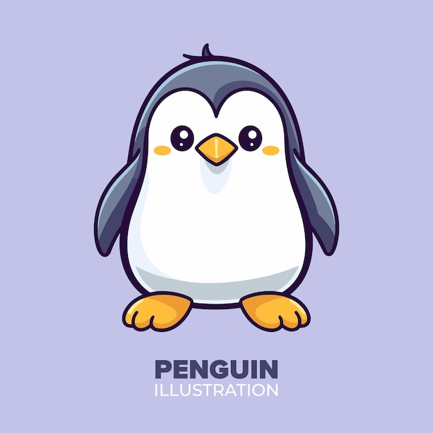 Penguin standing cartoon icon illustration vector Flat cartoon style perfect for poster card deco