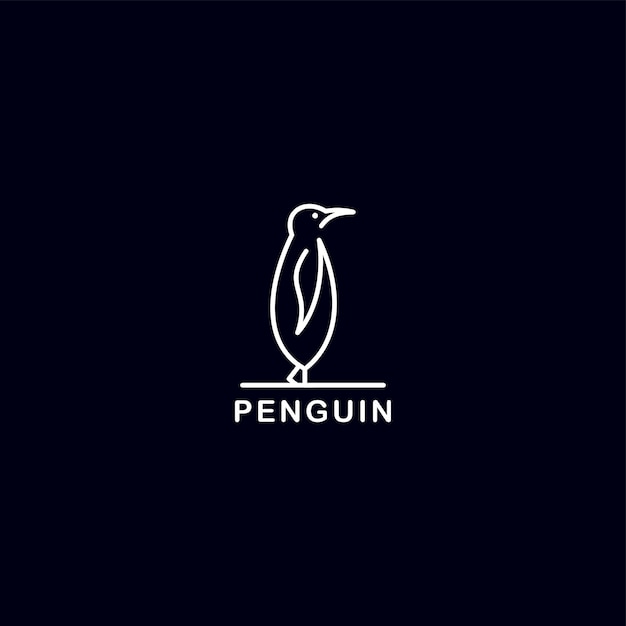 Penguin unique line art logo design