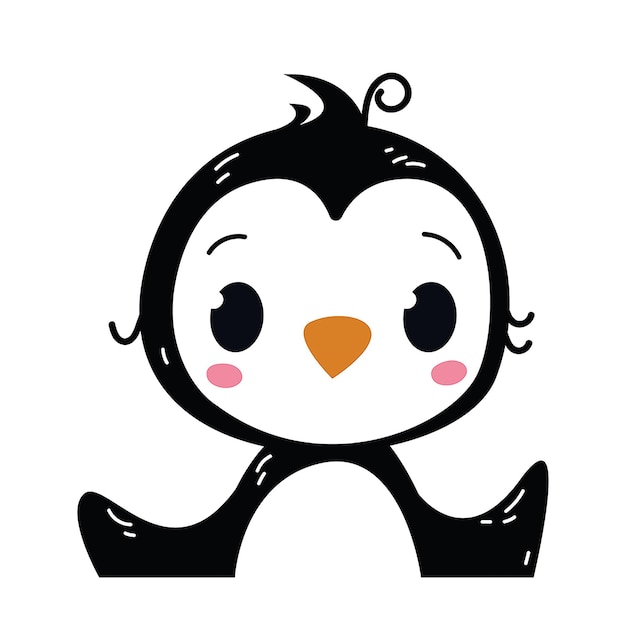 Penguin vector cartoon avatar illustration Cute animal poster design for greeting card baby shower