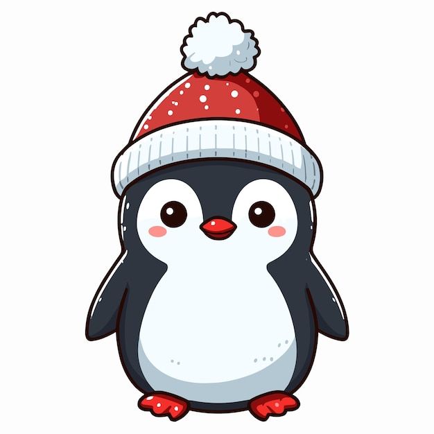 Penguin wearing a hat and scarf vector