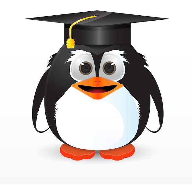 Un pinguino che indossa un cappello per la laurea