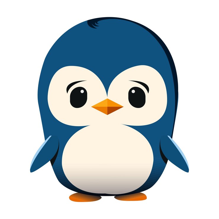 Penguin white and blue cute monocle vector HD image