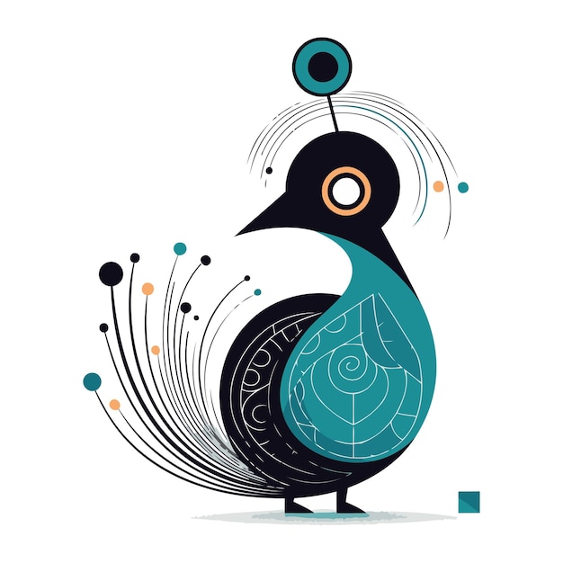 Vettore pinguino con un fiore illustrazione vettoriale di un uccello