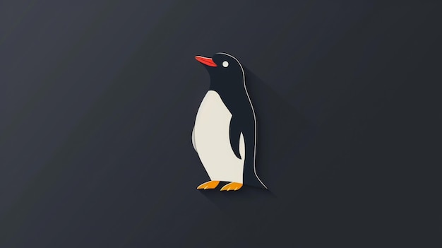 Vector a penguin with a red beak and yellow feet