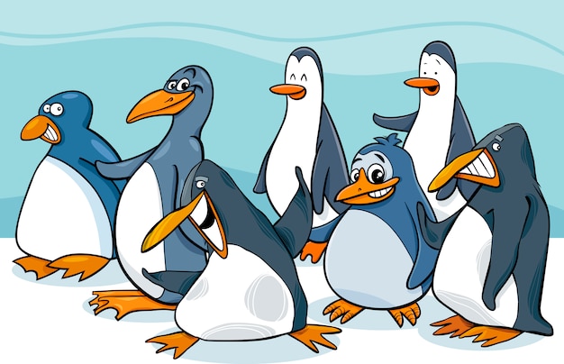 Penguins groepscartoon