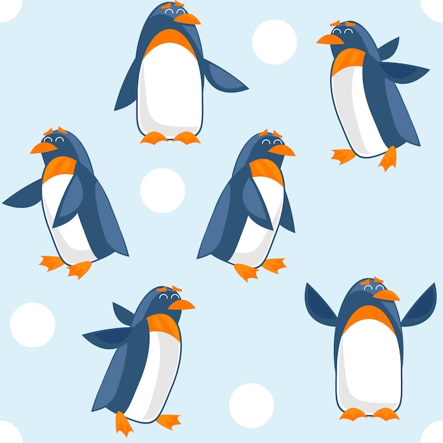 Vector penguins seamless