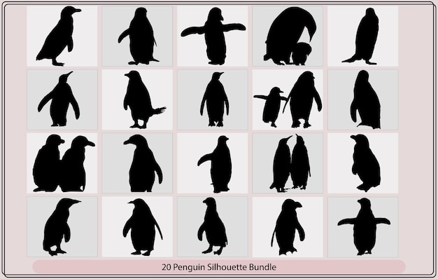 Penguins silhouette setillustrazione del disegno vettoriale della silhouette di un simpatico pinguinoillustrazione vettoriale di a