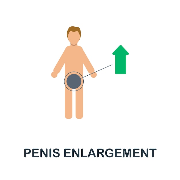 Плоская иконка увеличения полового члена Цветной знак из коллекции пластической хирургии Креативная иллюстрация значка увеличения полового члена для инфографики веб-дизайна и многого другого