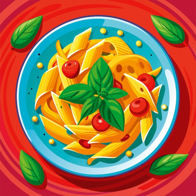 ペンネパスタのベクトルイラスト