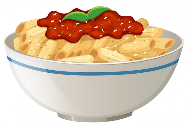 Vector penne tomato sauce on white background