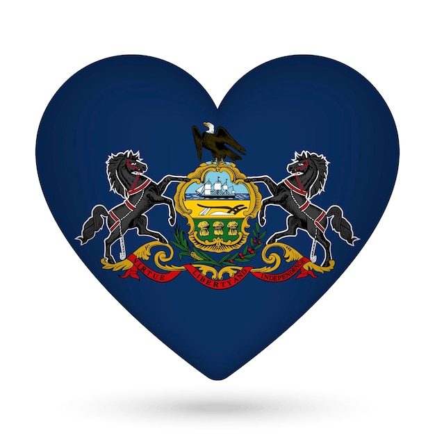 Pennsylvania flag in heart shape vector illustration