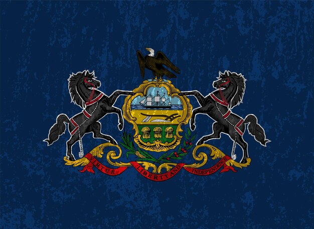 Illustrazione vettoriale della bandiera del grunge dello stato della pennsylvania