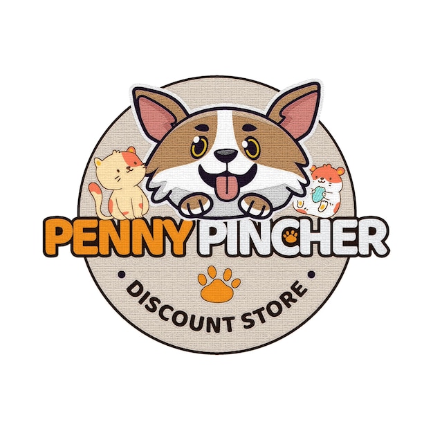 Penny Pincher Discount Store Unique Mascot Logo for Moderate Discount Store