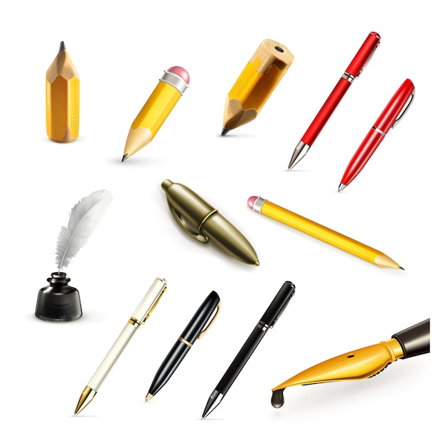 ベクトル ペンと鉛筆、アイコンを設定
