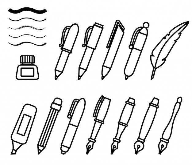 Vector pens and markers icons