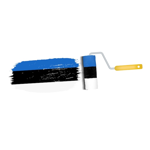 Vector penseelstreek met nationale vlag van estland geïsoleerd op een witte achtergrond vectorillustratie