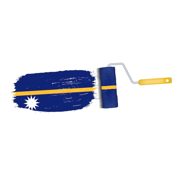 Penseelstreek met nationale vlag van Nauru geïsoleerd op een witte achtergrond vectorillustratie