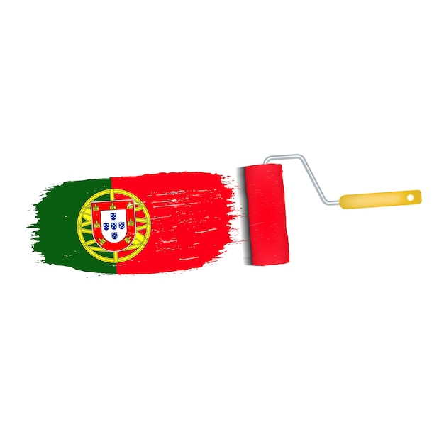Penseelstreek met nationale vlag van Portugal geïsoleerd op een witte achtergrond vectorillustratie