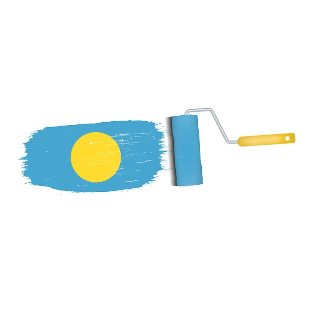 Penseelstreek met Palau nationale vlag geïsoleerd op een witte achtergrond vectorillustratie