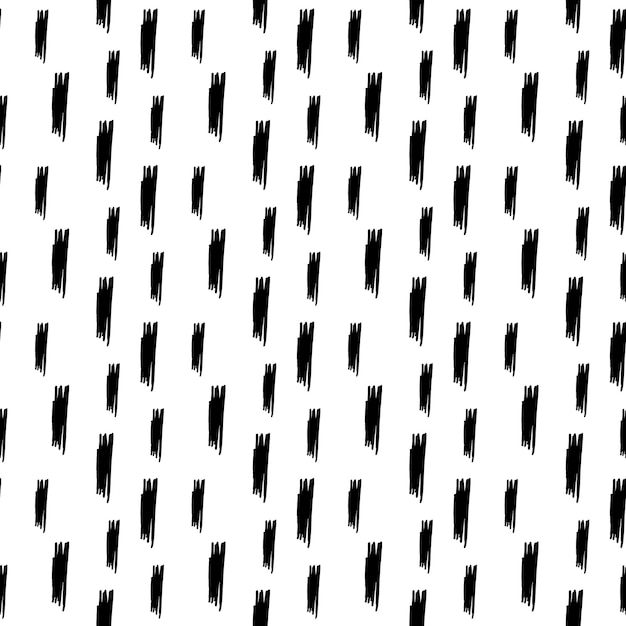 Penseelstreken en lijnen. Grunge doodle borstels op witte achtergrond. Zwarte inkt. Abstract naadloos vectorpatroon.