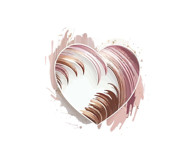Penseelstreken in roze tinten en roségouden hartframe Vector illustratie ontwerp