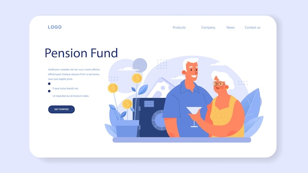 Pension fund employee web banner or landing page. Specialist helps