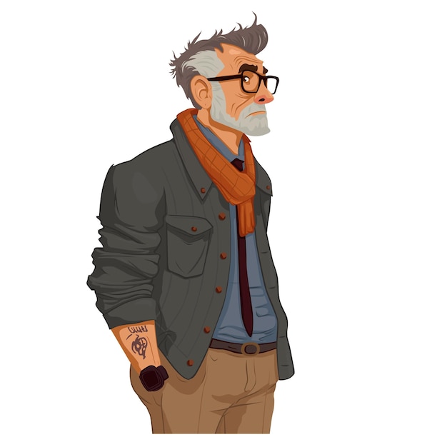 Vector pensive man in fashionable clothes