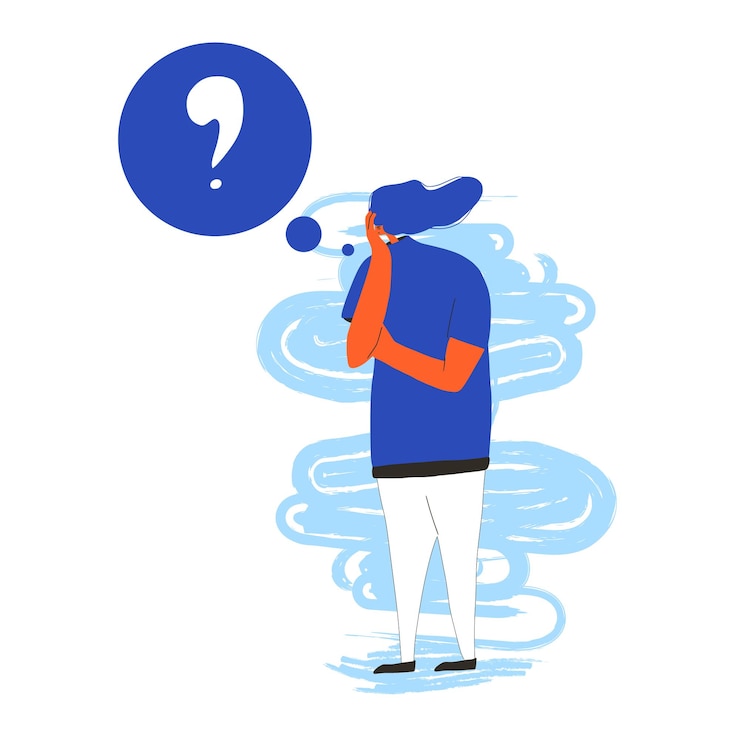 Vector pensive man tnink about some things vector people
