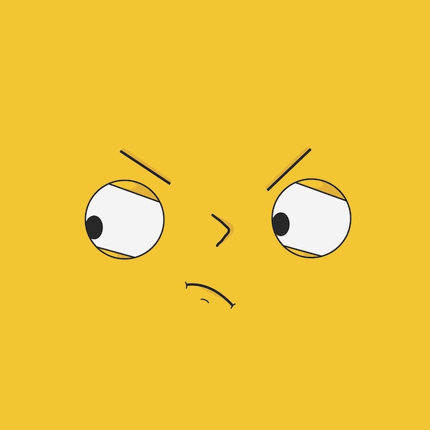 Pensive sly face with expressive emotions Vector