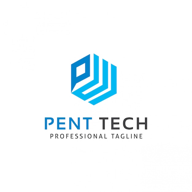 Pent Технология Шаблон логотипа