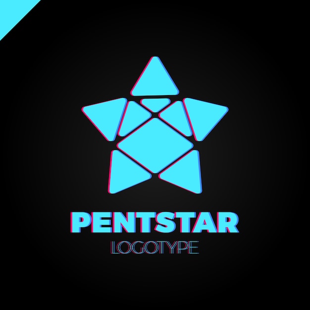 Vector penta line star logo. pentagon star direction