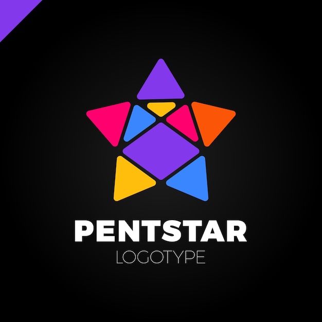 Логотип penta line star. направление звезд пентагона