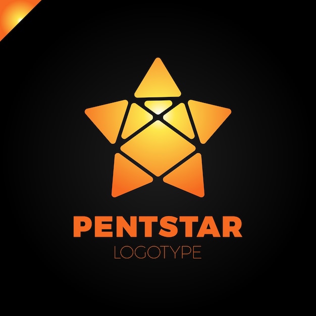 Penta line star-logo. pentagon star-richting