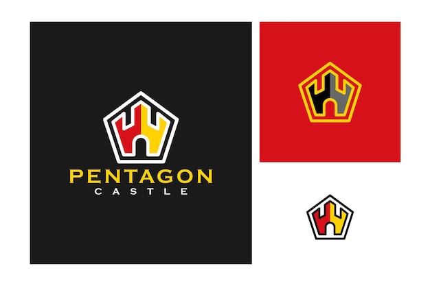 pentagon castle ancient building architecture logo design