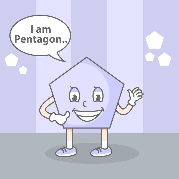 Pentagon character cartoon style for children's education