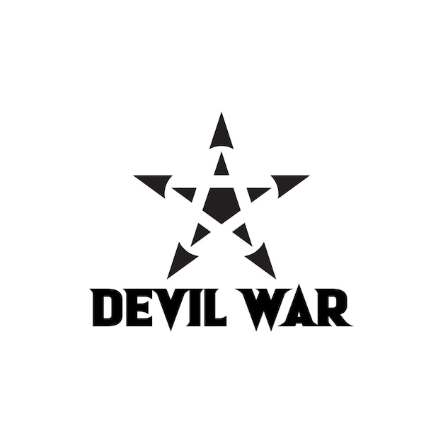 ベクトル pentagram devil warrior logo design templet