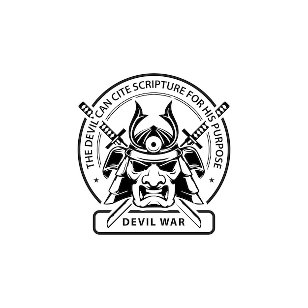 Pentagram devil guerriero vintage retro gioco logo design templet