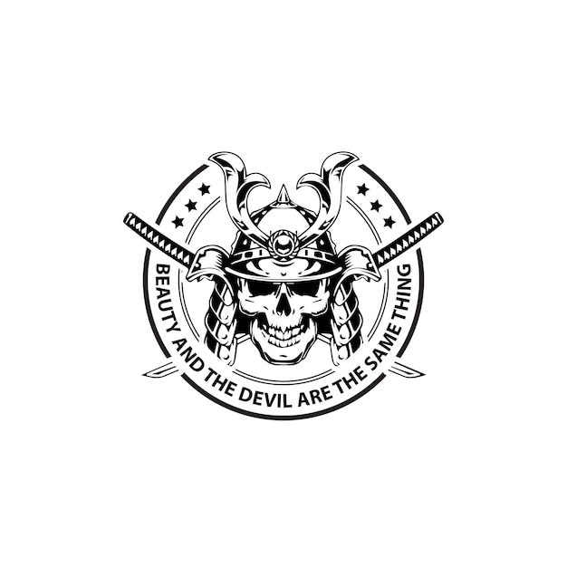 Vector pentagram devil warrior vintage retro gaming logo design templet