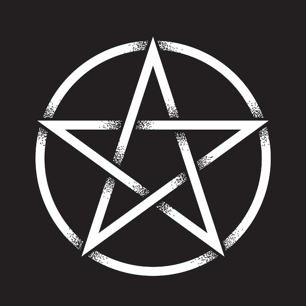 Вектор Пентаграмма или пентальфа или пентаграмма ручной рисунок точечной работы древний языческий символ пятиконечной звезды