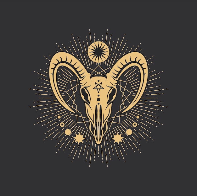 Pentagram tarot occult symbol baphomet skull