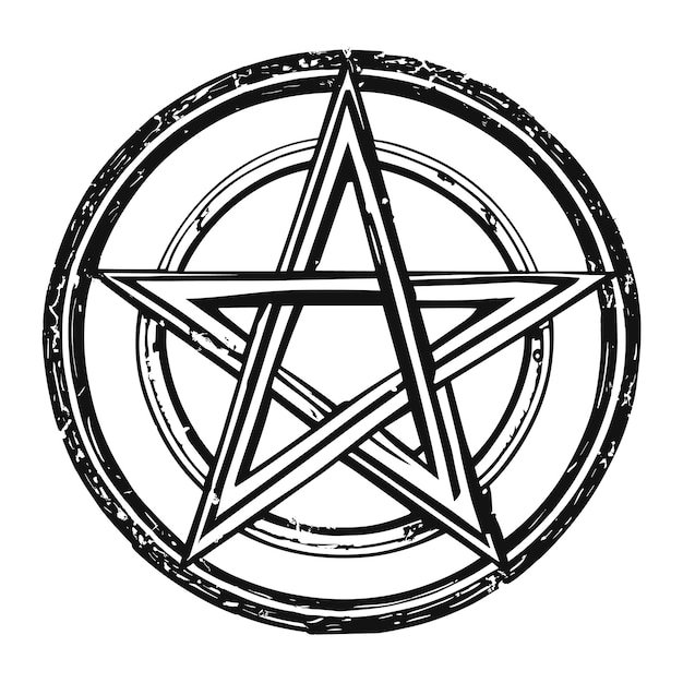 Pentagram teken Occultisme magische hekserij Vector graphics grunge illustratie