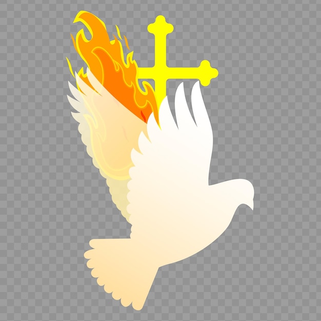 불꽃을 고 있는 오징어 (Pentecost with flames of fire) 가 투명한 배경에 그려져 있다.