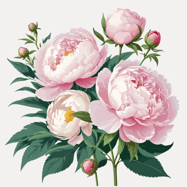 Vector peonies in bloom vector on white background