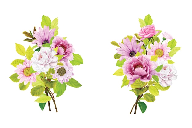 peonies floral summer bouquets illustration