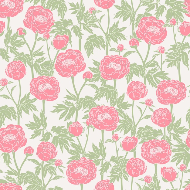 Peonies graphics seamless pattern. vector illustration